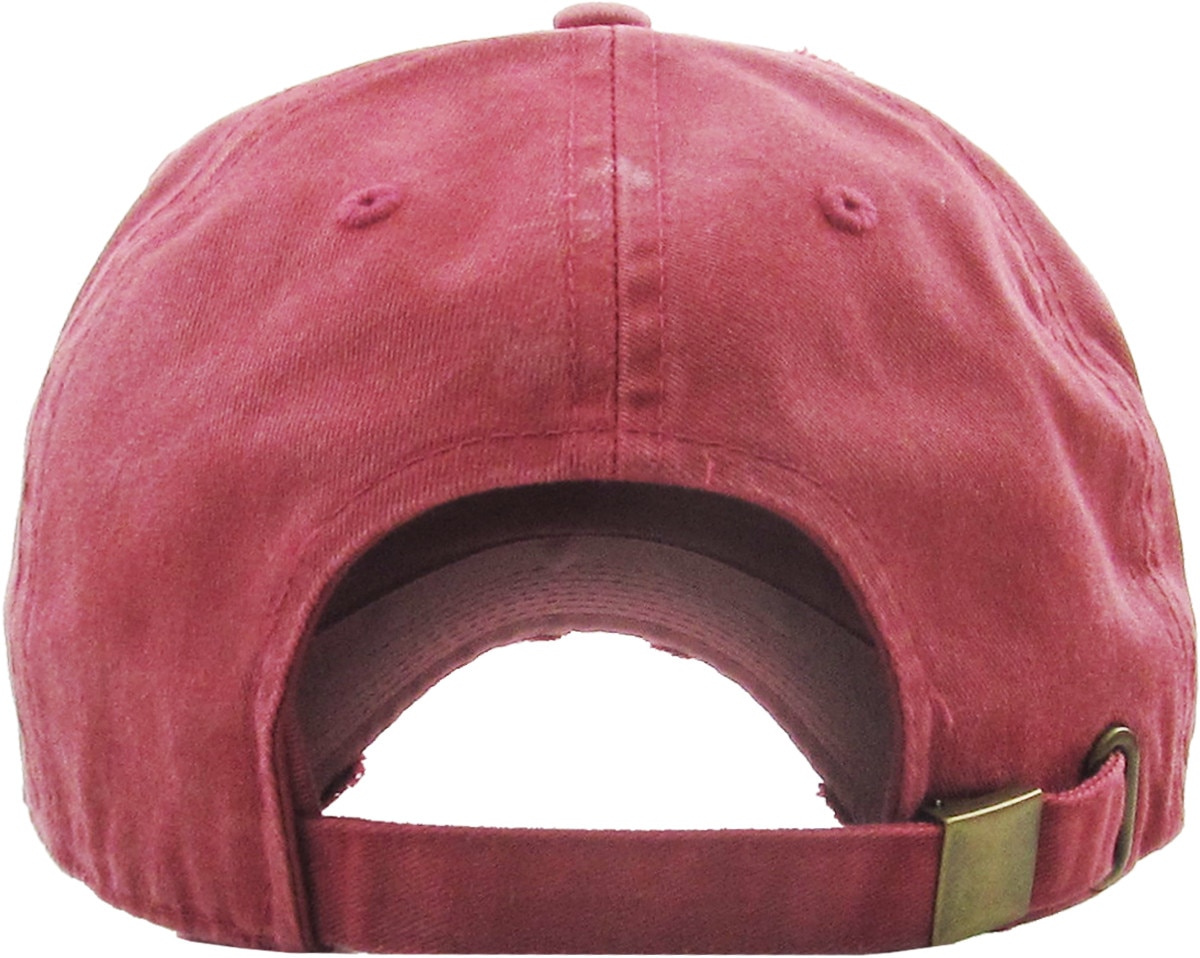 Pigment Washed Maroon Distressed Vintage Baseball Cap Back View